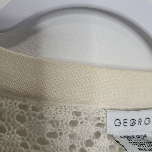 Vintage y2k cream Boho crochet tie front v neck ruffle cardigan Size large - Picture 7 of 7